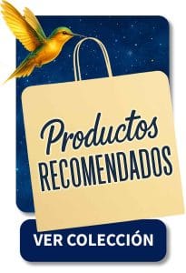 Bolsa de la compra con un texto que pone "Productos RECOMENDADOS" y "VER COLECCIÓN"